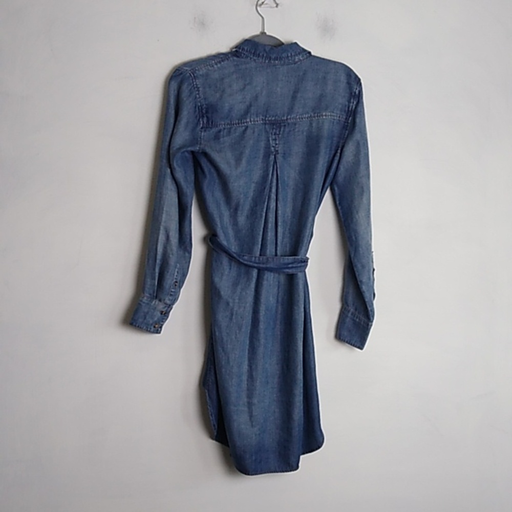 Anthropologie Womens Cloth & Stone Chambray Button Down Dress lLS belted size XS - Picture 5 of 15